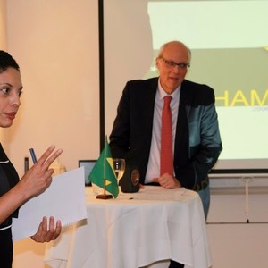 From the left:

1. Elisa Solhlman - Executive Director (Brazilcham) 
2 HE Mr. Marcos Pinta Gama, Ambassador of Brazil.